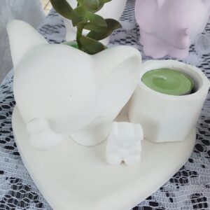 Combo de Maceta y Vela en Forma de Elefante (Color Blanco)